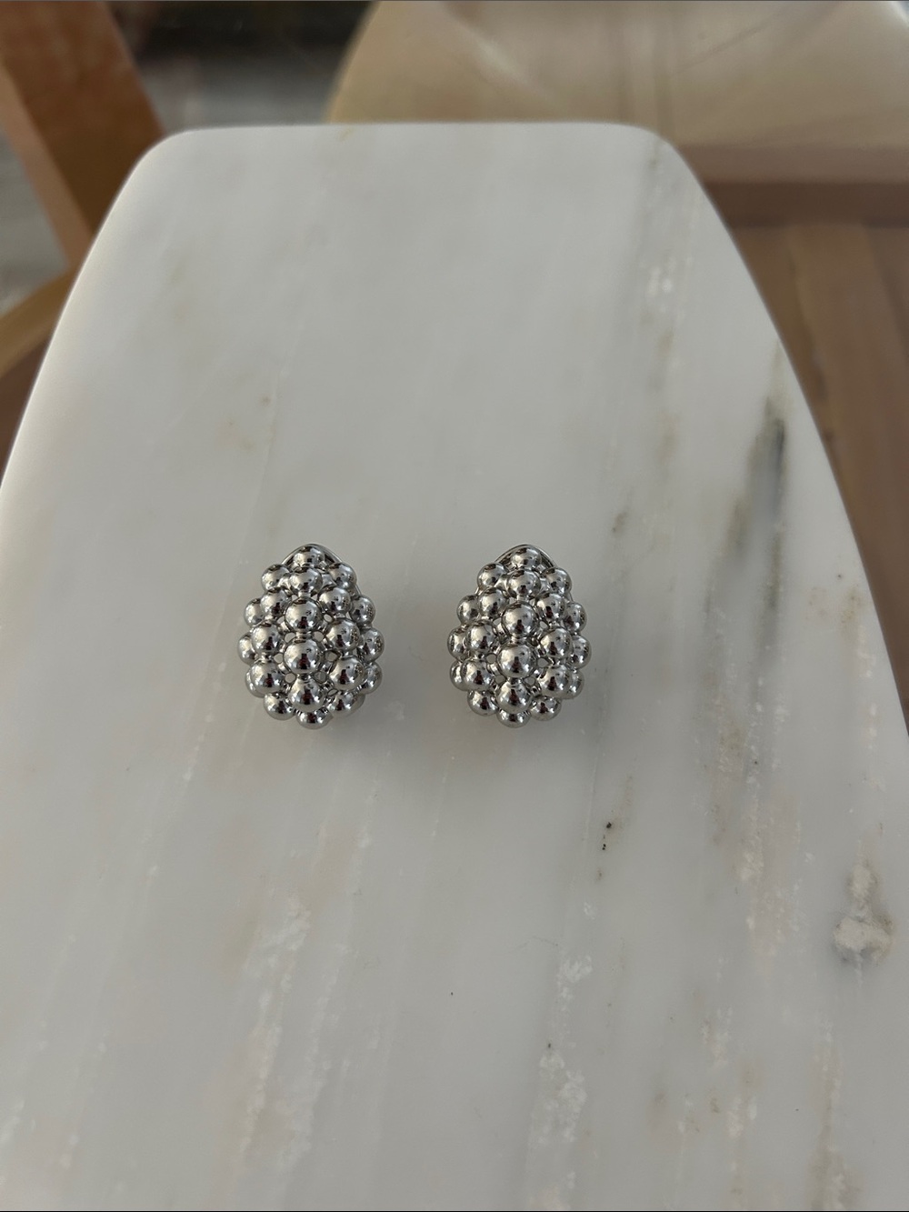 Silver Cluster Dome Stud Earrings — Women Jewelry